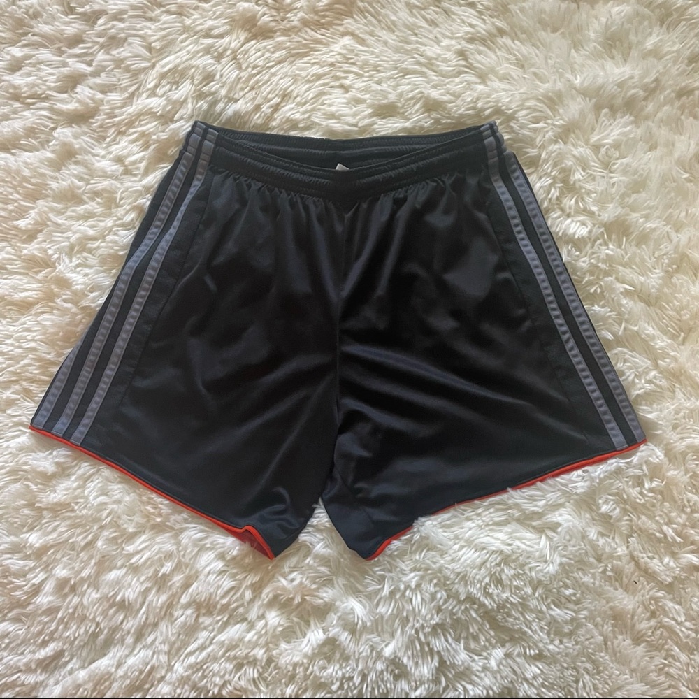Adidas Womens small black orange and gray soccer shorts activewear